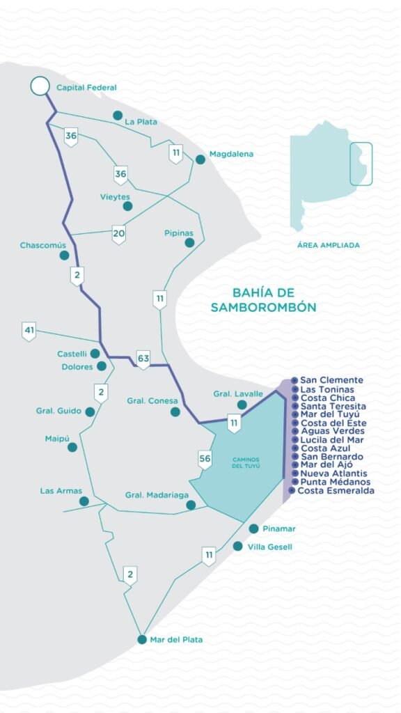 Mapa con Localidades del Partido de la Costa
